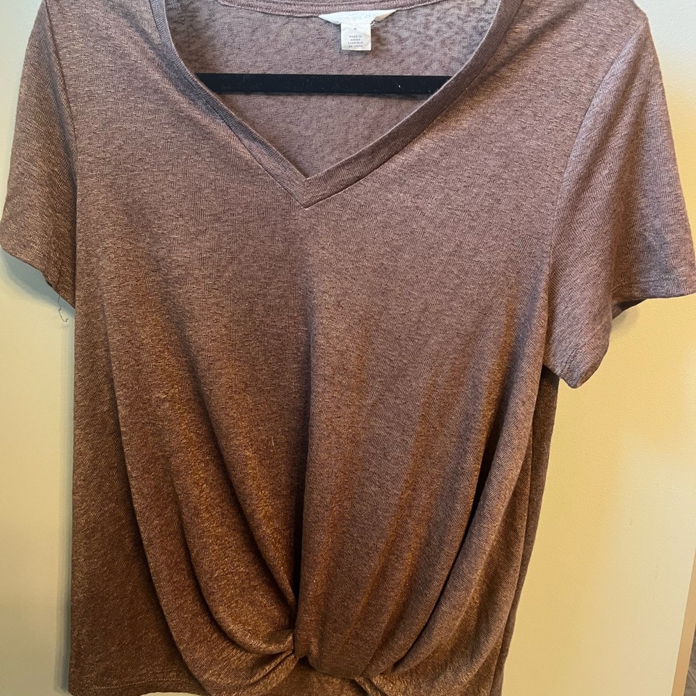 Women's Brown V-Neck Top